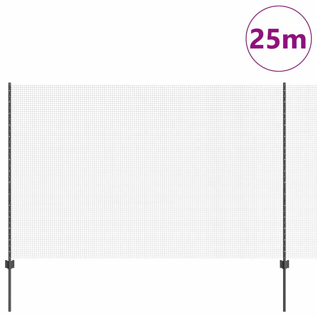 Hegesztett drótkerítés oszlopokkal 25 x 1,5 m Szürke Háló