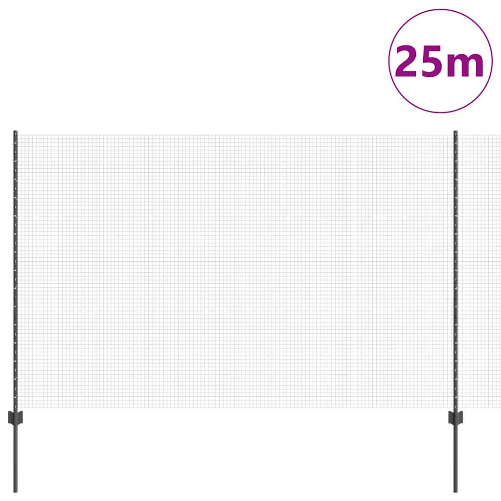 Hegesztett drótkerítés oszlopokkal 25 x 1,5 m Horganyzott Acél