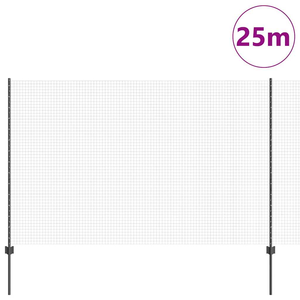 Hegesztett drótkerítés oszlopokkal 25 x 1,5 m Horganyzott Acél