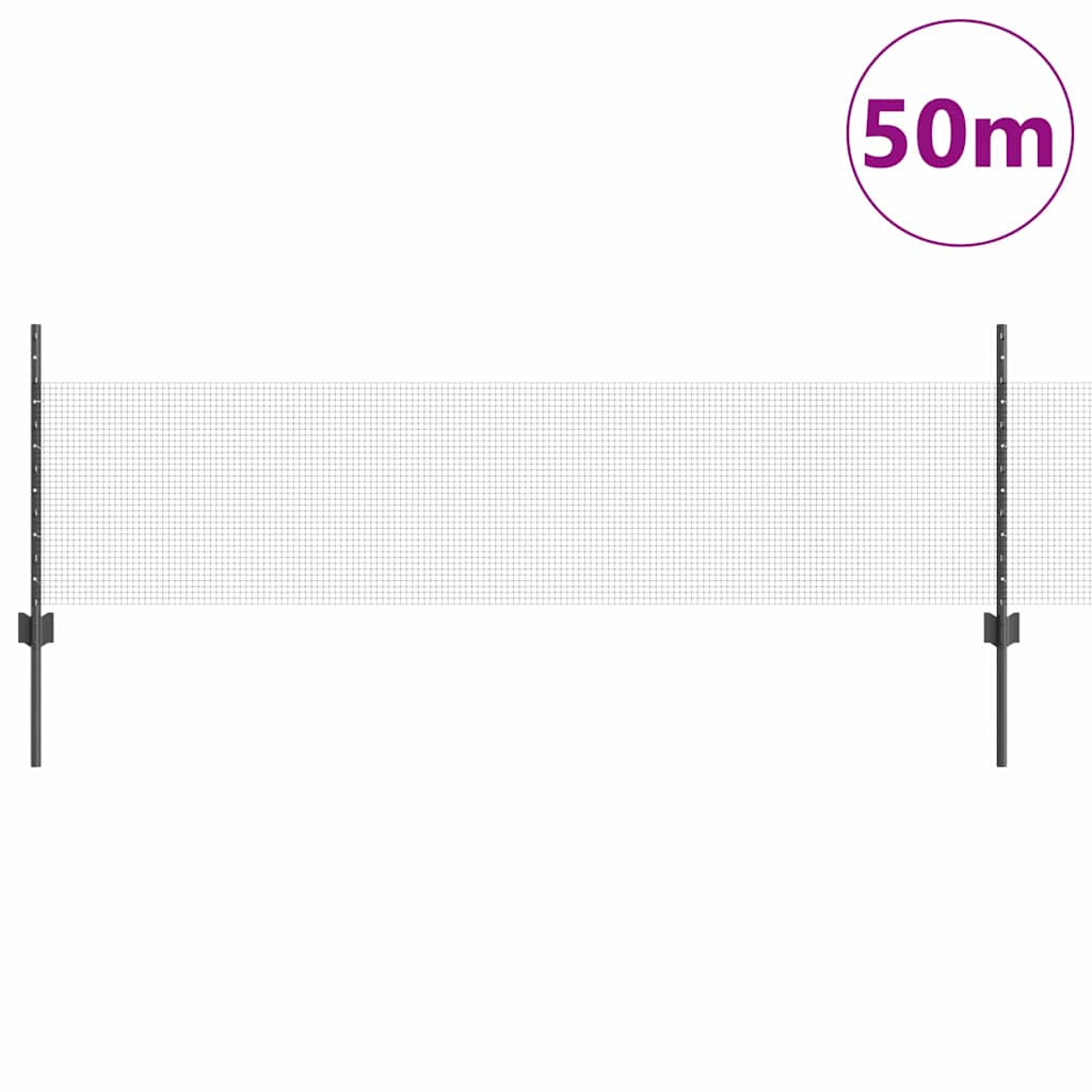 Hegesztett drótkerítés oszlopokkal 50 x 0,5 m Szürke Háló