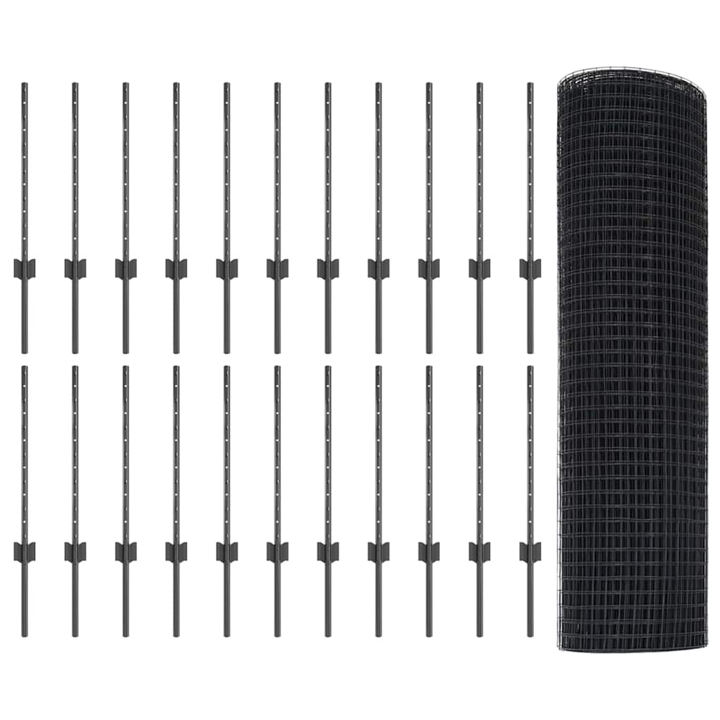 Hegesztett drótkerítés oszlopokkal 50 x 0,6 m Szürke Háló
