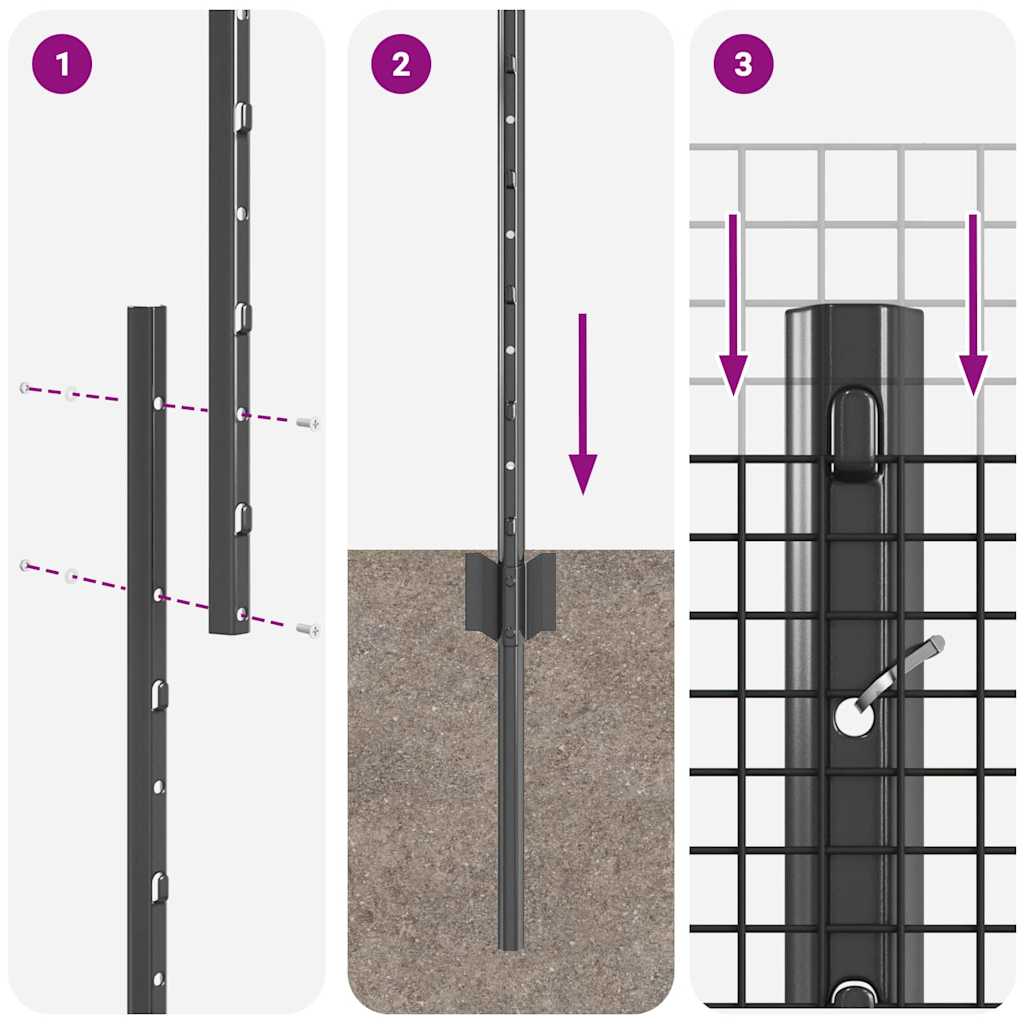 Hegesztett drótkerítés oszlopokkal 50 x 1,2 m Szürke Háló