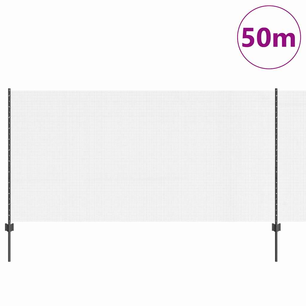 Hegesztett drótkerítés oszlopokkal 50 x 1,2 m Szürke Háló