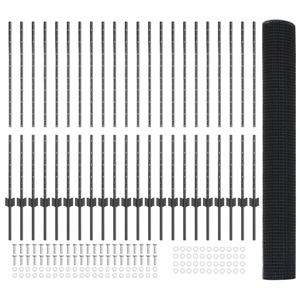 Hegesztett drótkerítés oszlopokkal 50 x 1,2 m Szürke Háló
