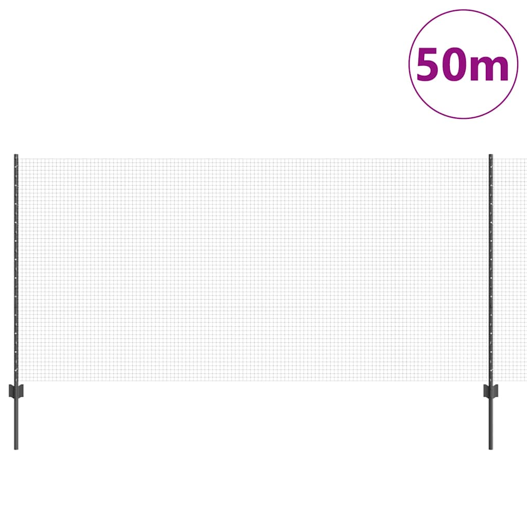 Hegesztett drótkerítés oszlopokkal 50 x 1,2 m Szürke Háló