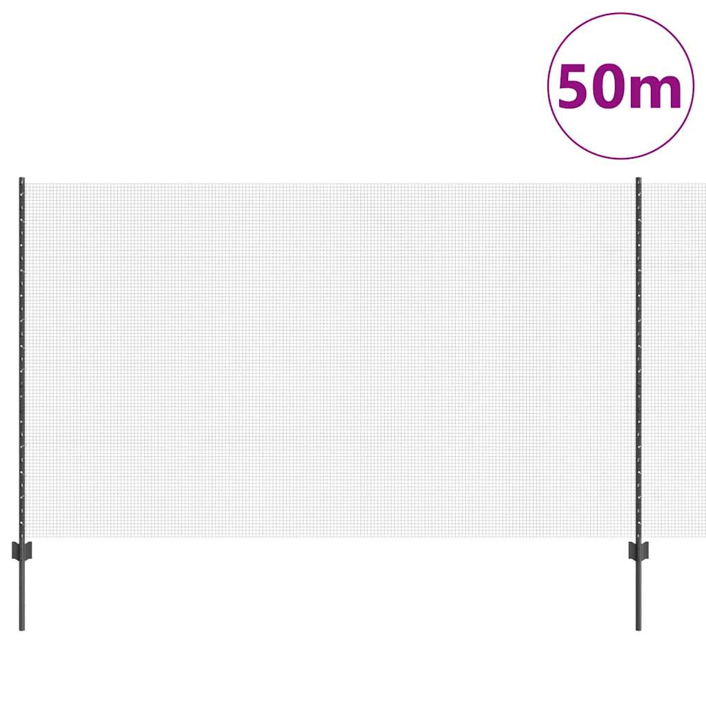 Hegesztett drótkerítés oszlopokkal 50 x 1,4 m Szürke Háló