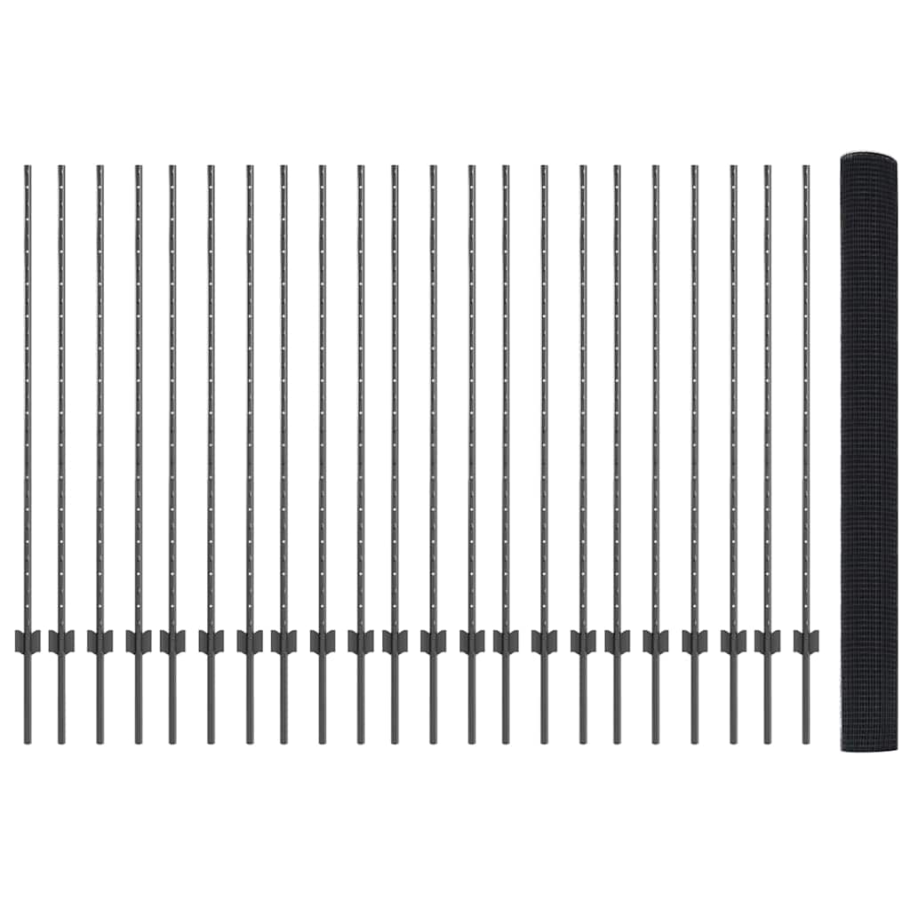 Hegesztett drótkerítés oszlopokkal 50 x 1,4 m Szürke Háló