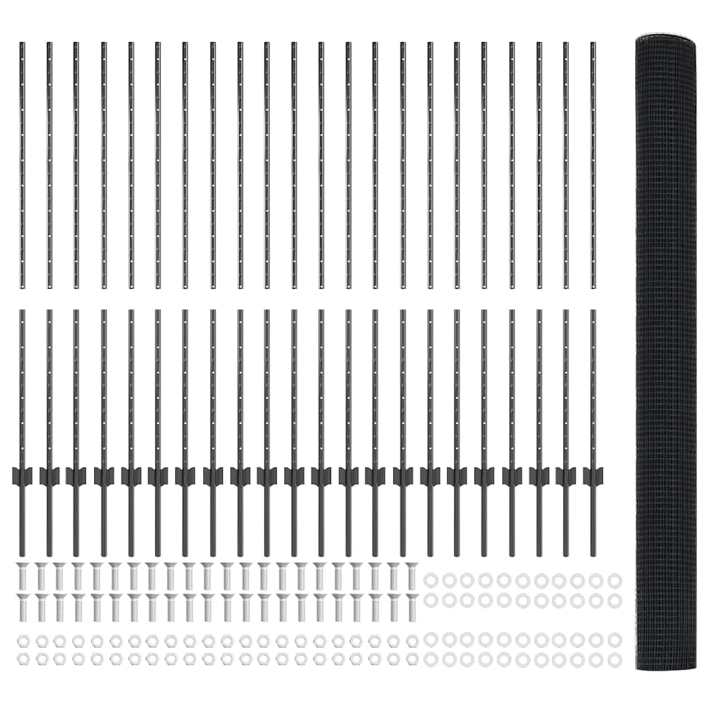 Hegesztett drótkerítés oszlopokkal 50 x 1,4 m Szürke Háló
