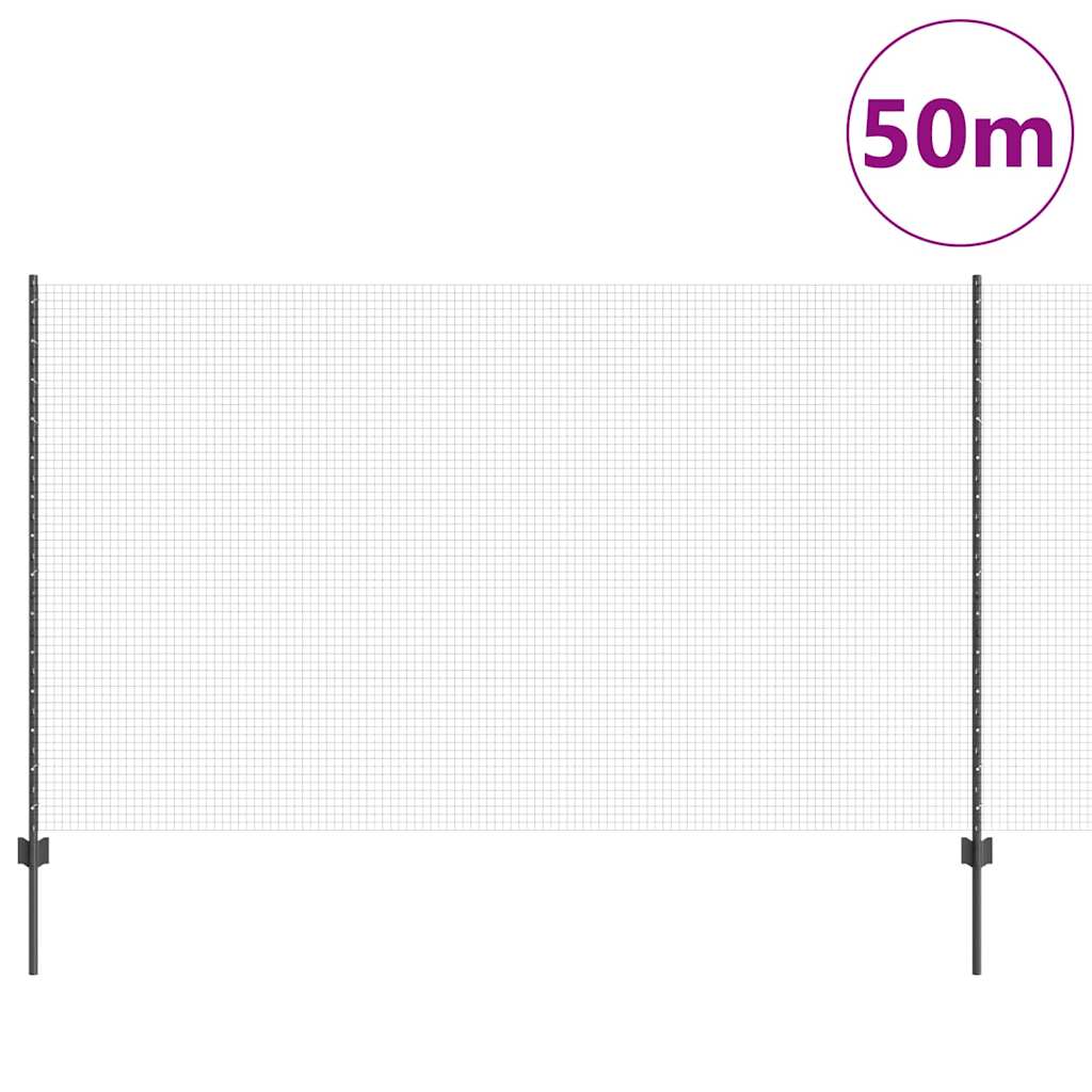 Hegesztett drótkerítés oszlopokkal 50 x 1,4 m Szürke Háló
