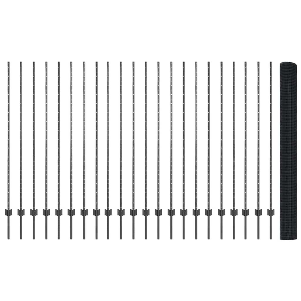 Hegesztett drótkerítés oszlopokkal 50 x 1,5 m Szürke Háló
