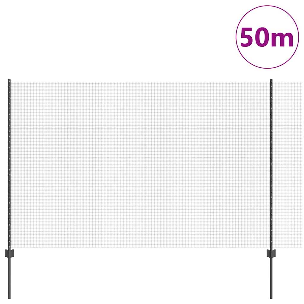 Hegesztett drótkerítés oszlopokkal 50 x 1,5 m Szürke Háló