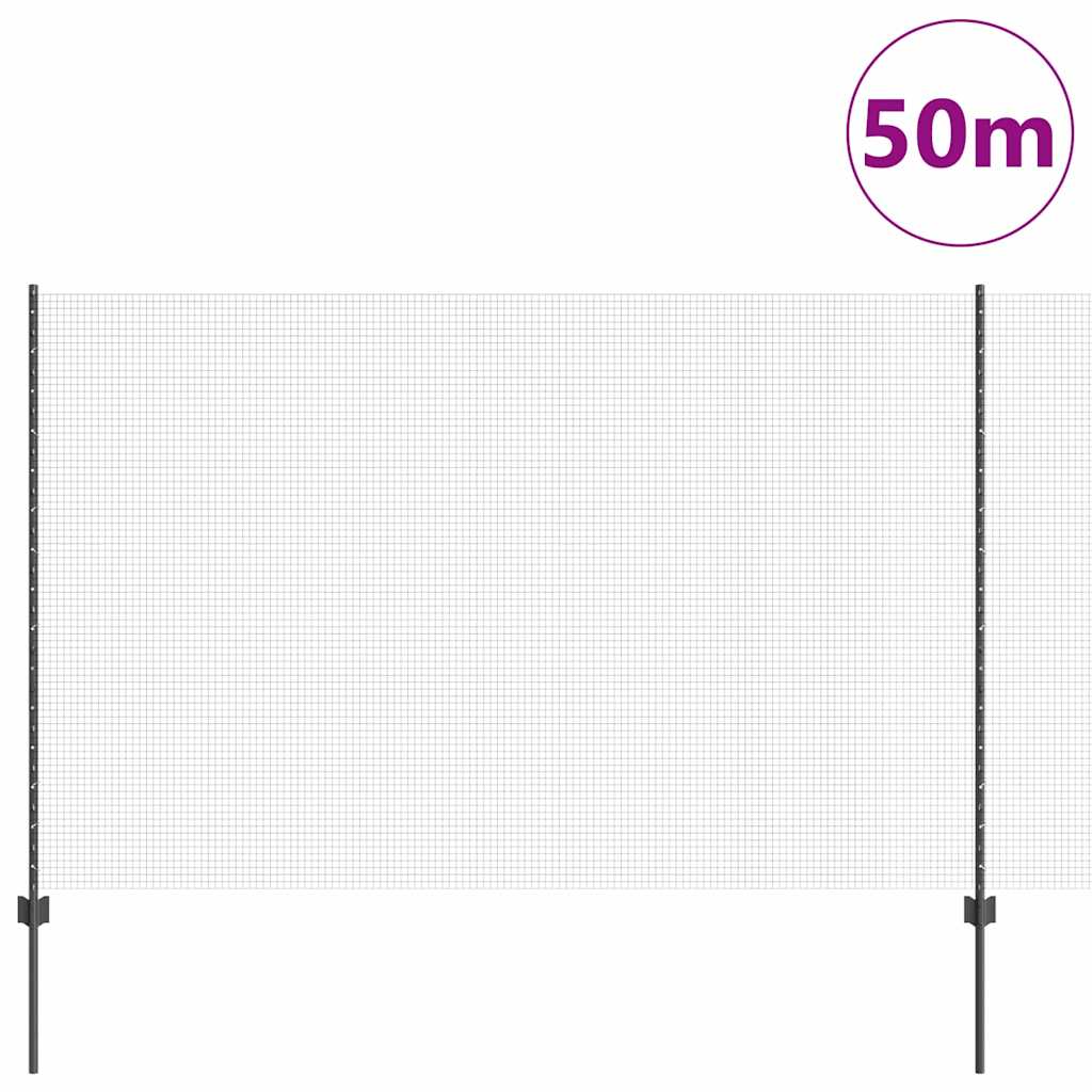 Hegesztett drótkerítés oszlopokkal 50 x 1,5 m Szürke Háló