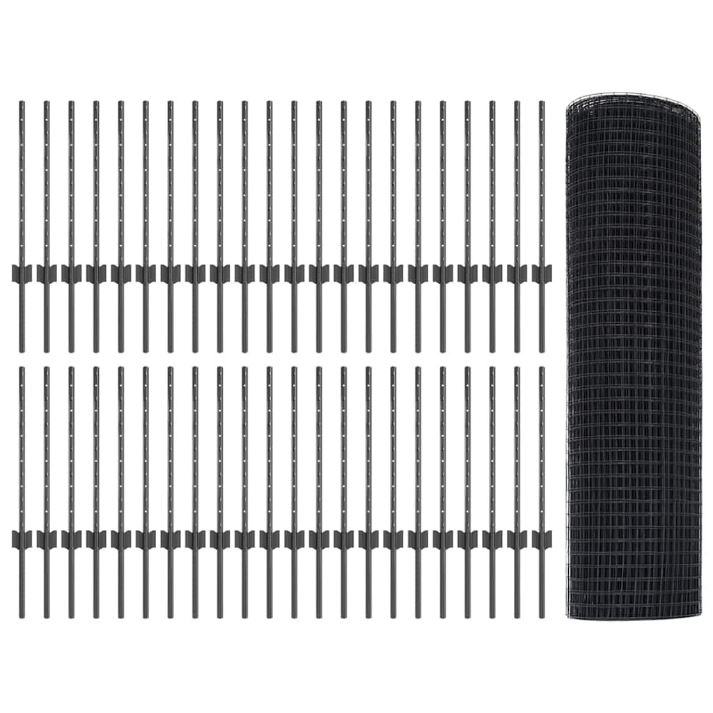 Hegesztett drótkerítés oszlopokkal 100 x 0,6 m Szürke Háló