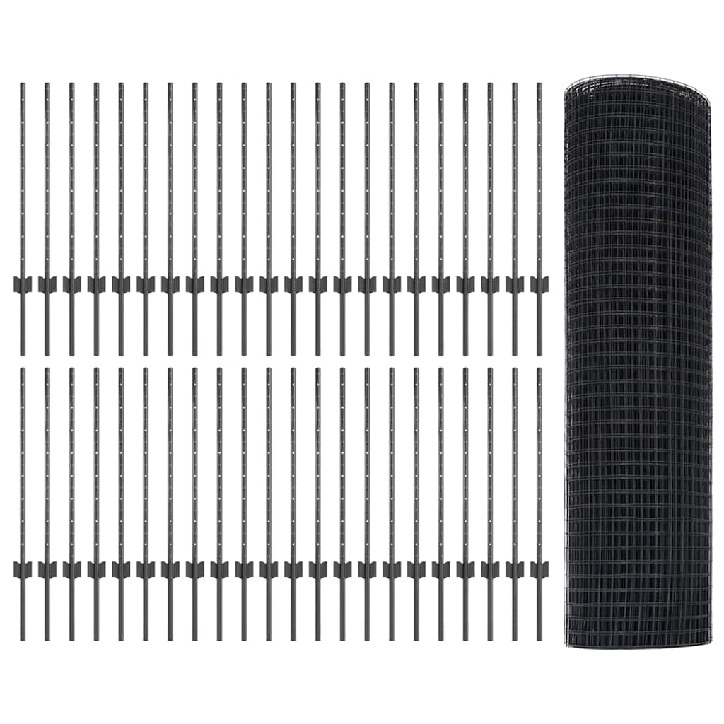 Hegesztett drótkerítés oszlopokkal 100 x 0,8 m Szürke Háló