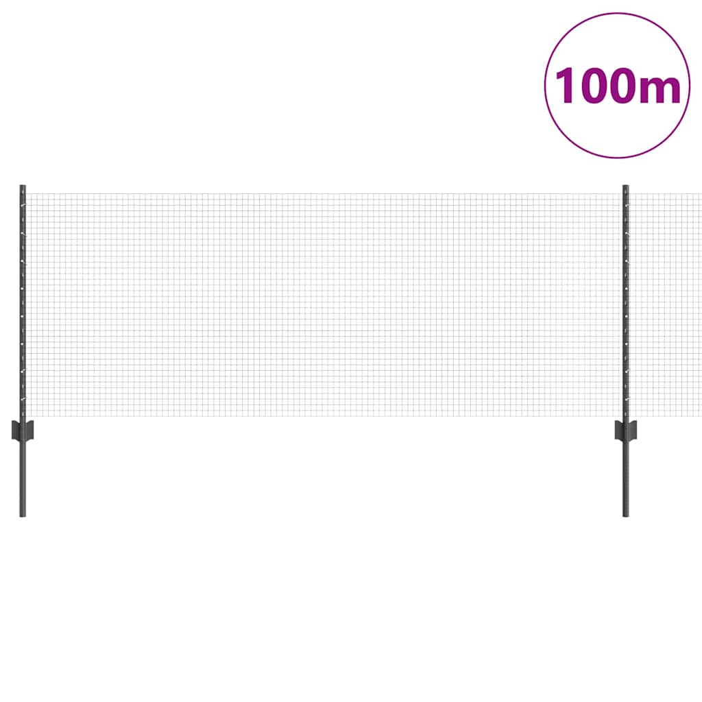 Hegesztett drótkerítés oszlopokkal 100 x 0,8 m Szürke Háló