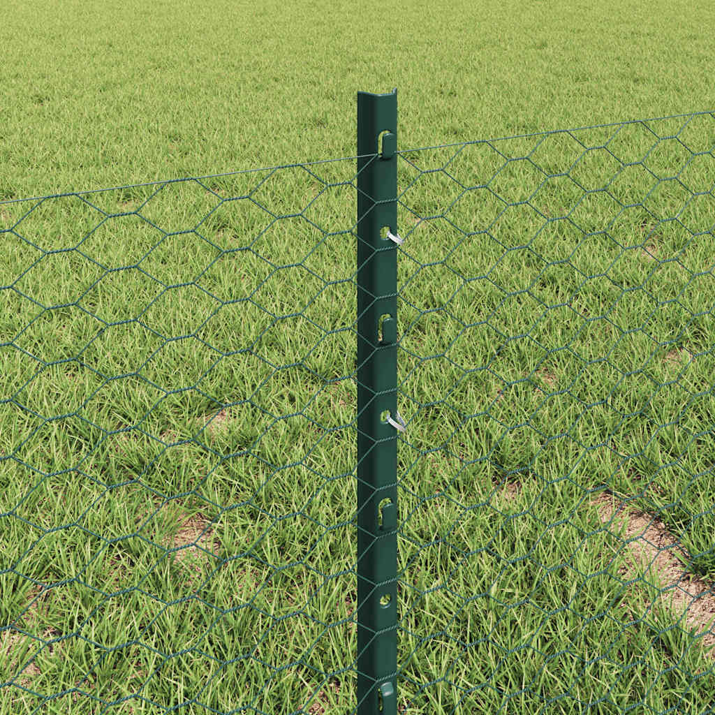 Hatszögletű kerítés oszlopokkal 10 x 0,4 m PVC-bevonatos acél