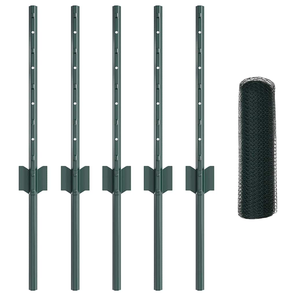 Hatszögletű kerítés oszlopokkal 10 x 0,4 m PVC-bevonatos acél