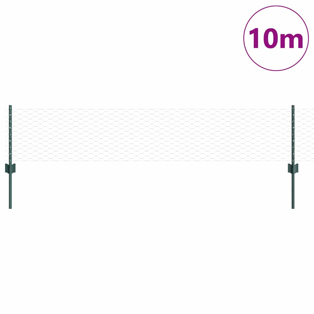 Hatszögletű kerítés oszlopokkal 10 x 0,4 m PVC-bevonatos acél
