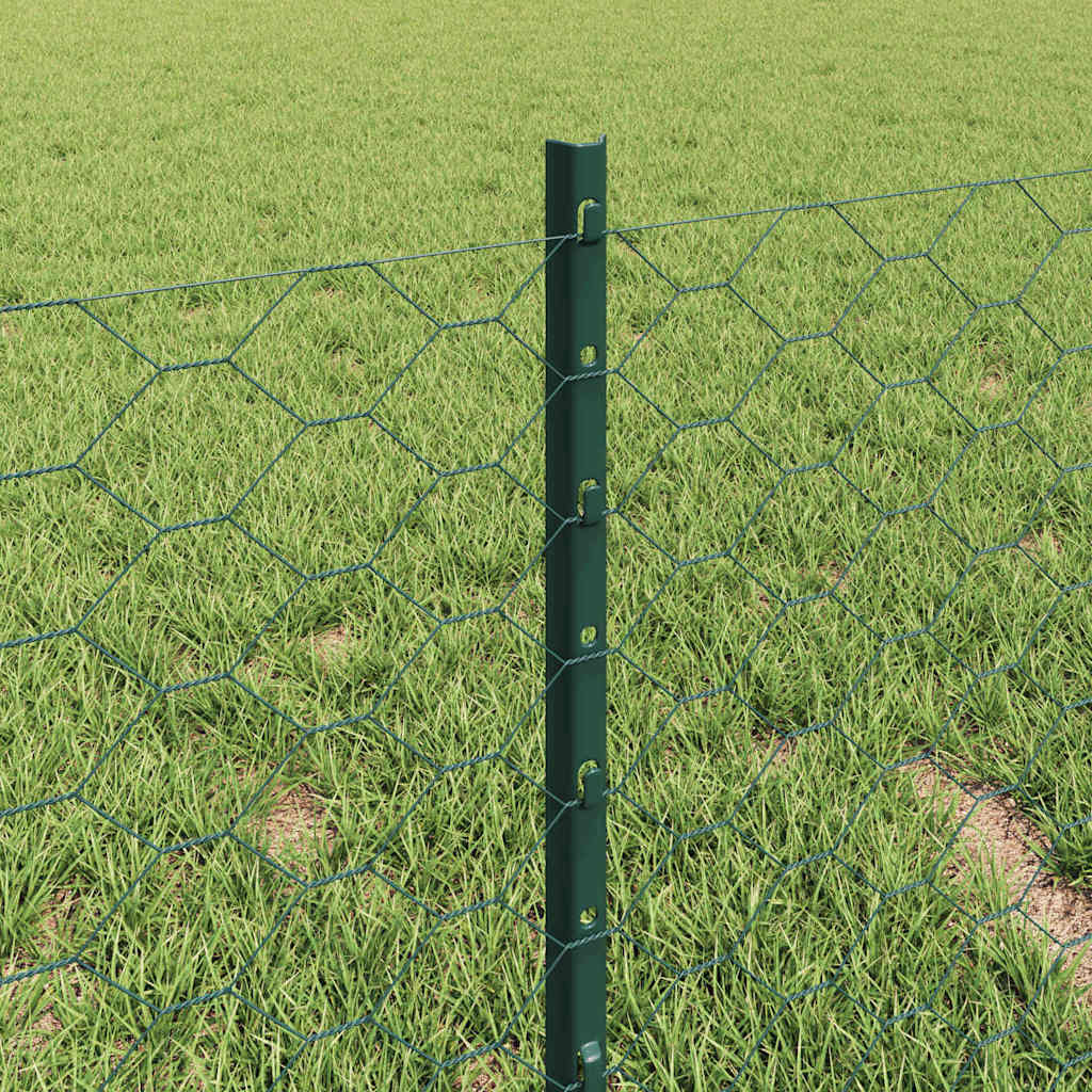 Hatszögletű kerítés oszlopokkal 10 x 0,4 m PVC-bevonatos acél