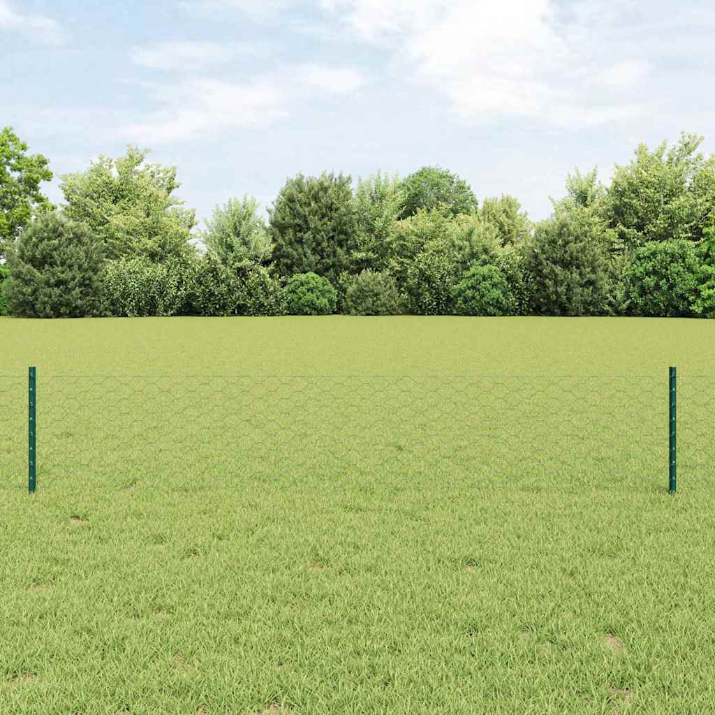 Hatszögletű kerítés oszlopokkal 10 x 0,4 m PVC-bevonatos acél