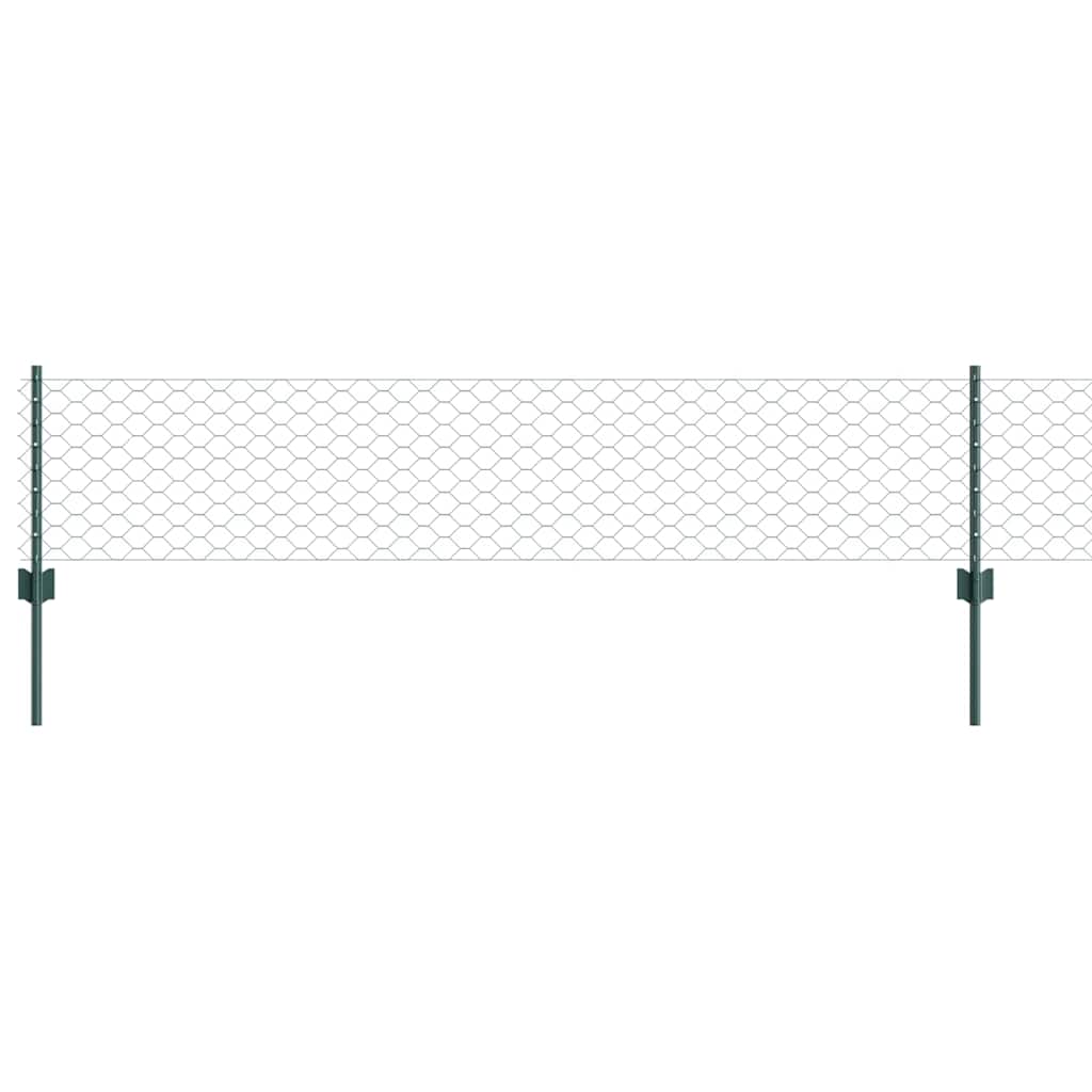 Hatszögletű kerítés oszlopokkal 10 x 0,4 m PVC-bevonatos acél