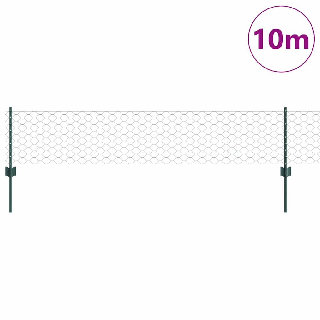Hatszögletű kerítés oszlopokkal 10 x 0,4 m PVC-bevonatos acél