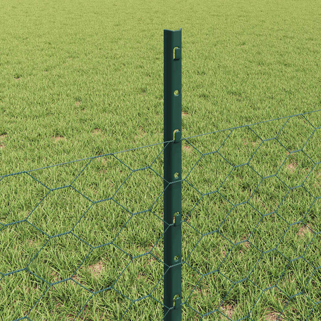 Hatszögletű kerítés oszlopokkal 10 x 0,5 m PVC-bevonatos acél