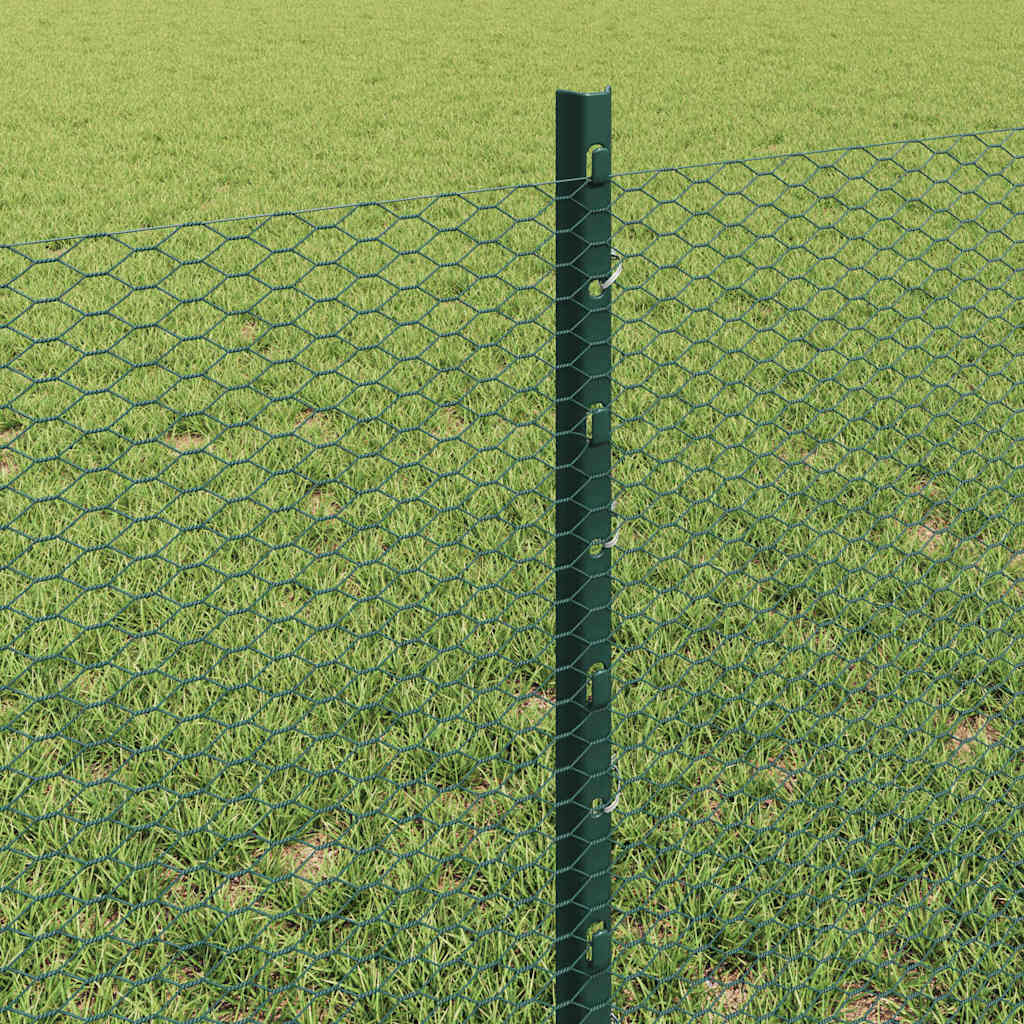 Hatszögletű kerítés oszlopokkal 10 x 0,6 m PVC-bevonatos acél