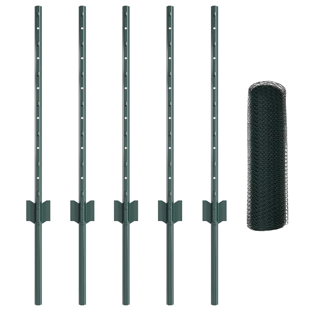 Hatszögletű kerítés oszlopokkal 10 x 0,6 m PVC-bevonatos acél
