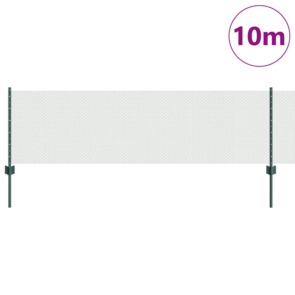 Hatszögletű kerítés oszlopokkal 10 x 0,6 m PVC-bevonatos acél