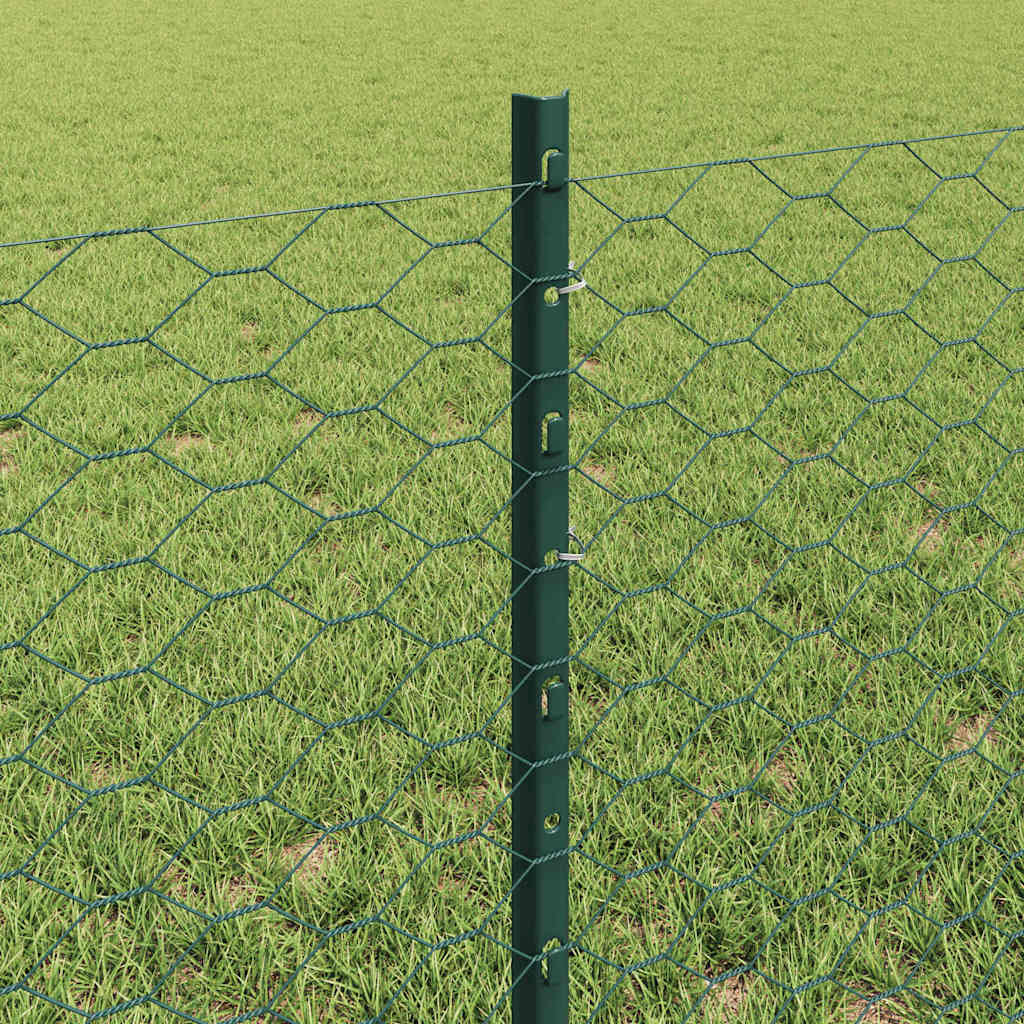 Hatszögletű kerítés oszlopokkal 10 x 0,6 m PVC-bevonatos acél
