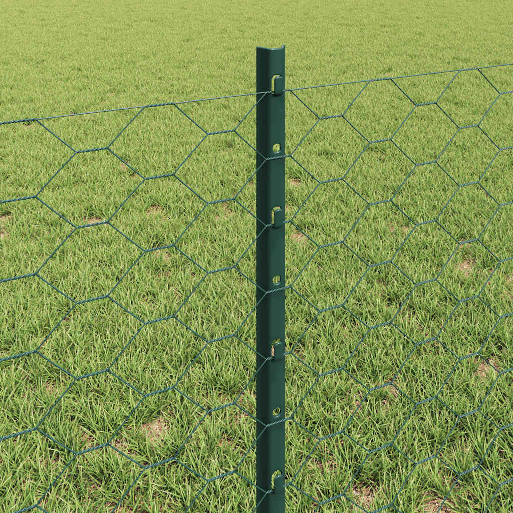 Hatszögletű kerítés oszlopokkal 10 x 0,6 m PVC-bevonatos acél