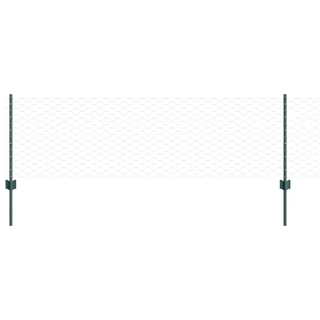 Hatszögletű kerítés oszlopokkal 10 x 0,6 m PVC-bevonatos acél
