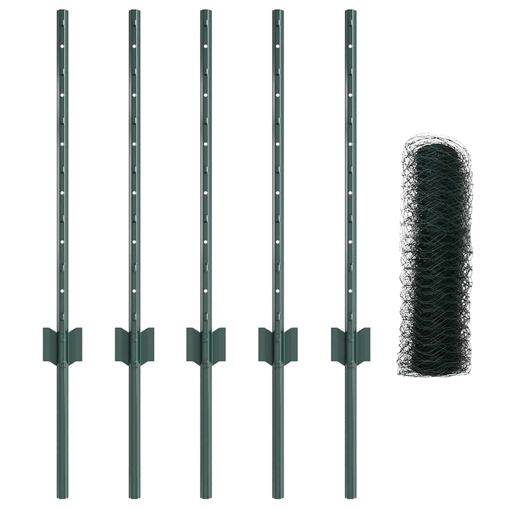 Hatszögletű kerítés oszlopokkal 10 x 0,6 m PVC-bevonatos acél