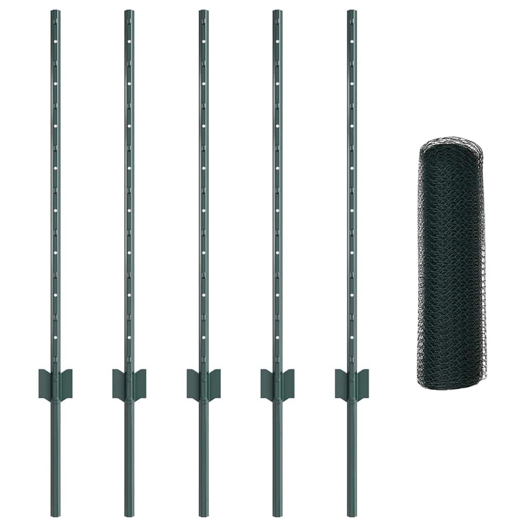 Hatszögletű kerítés oszlopokkal 10 x 0,8 m PVC-bevonatos acél