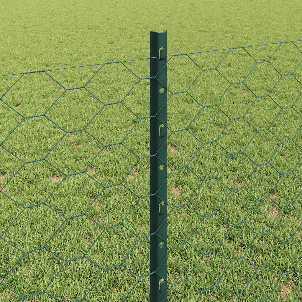 Hatszögletű kerítés oszlopokkal 10 x 0,8 m PVC-bevonatos acél