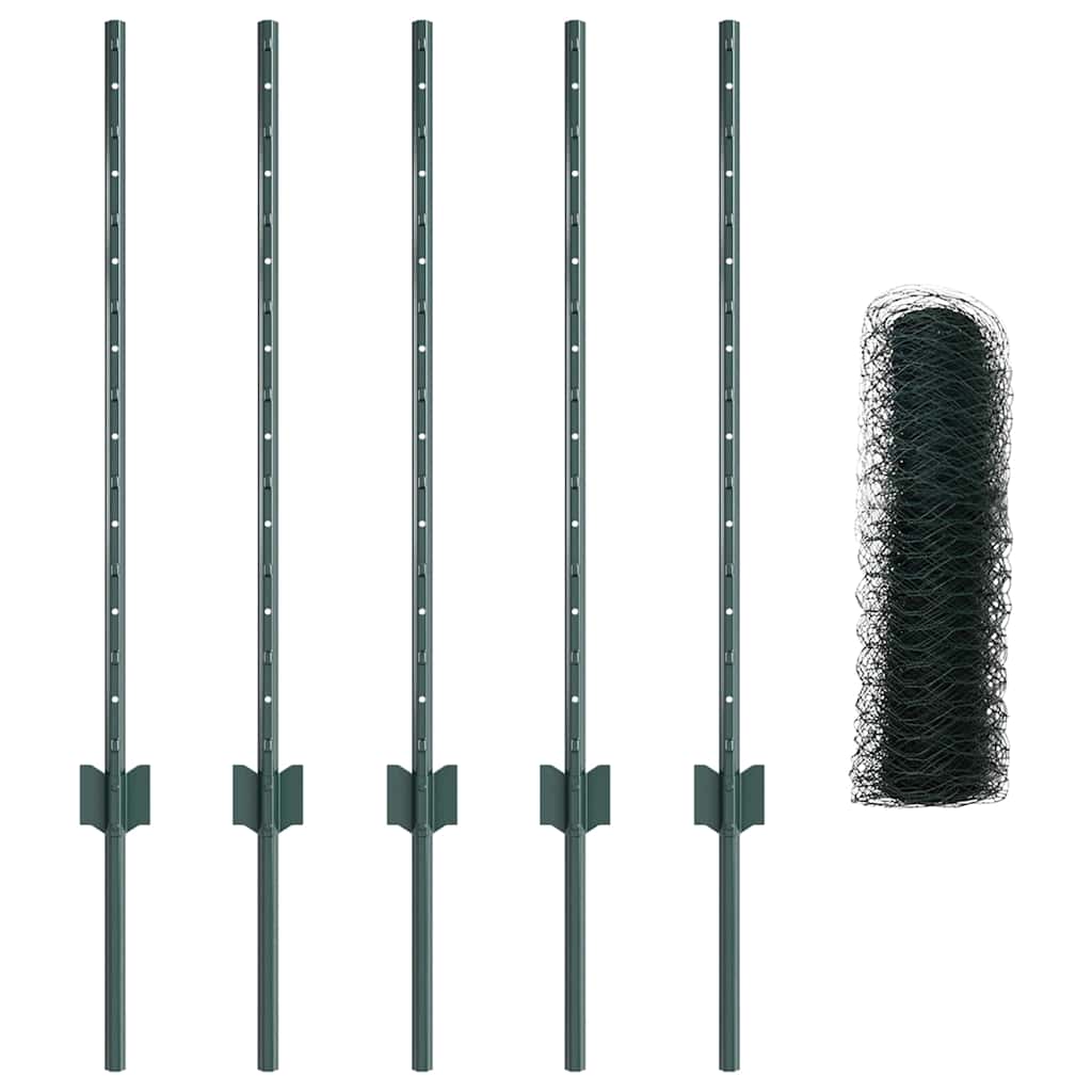Hatszögletű kerítés oszlopokkal 10 x 0,8 m PVC-bevonatos acél