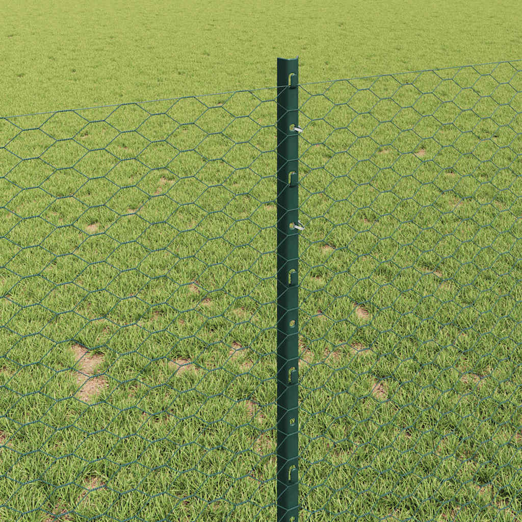 Hatszögletű kerítés oszlopokkal 10 x 1 m PVC-bevonatos acél