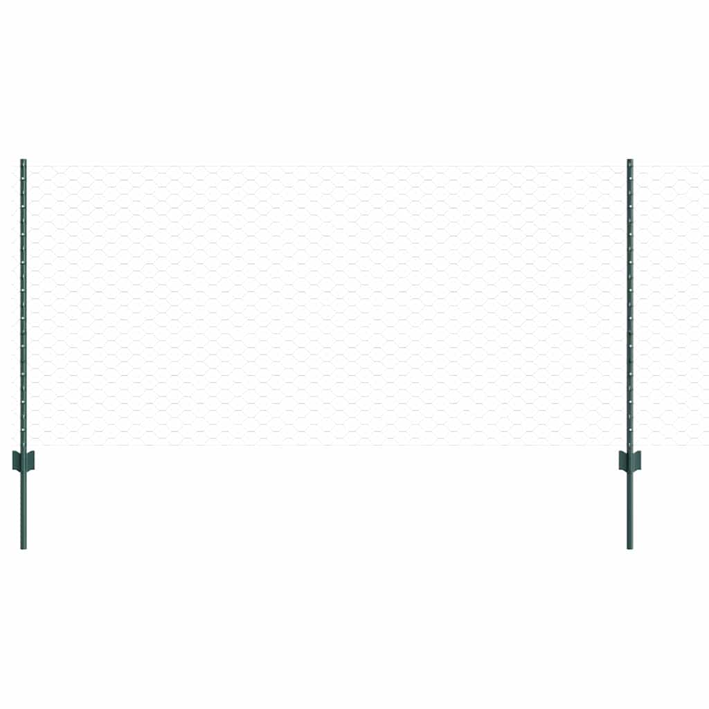 Hatszögletű kerítés oszlopokkal 10 x 1 m PVC-bevonatos acél