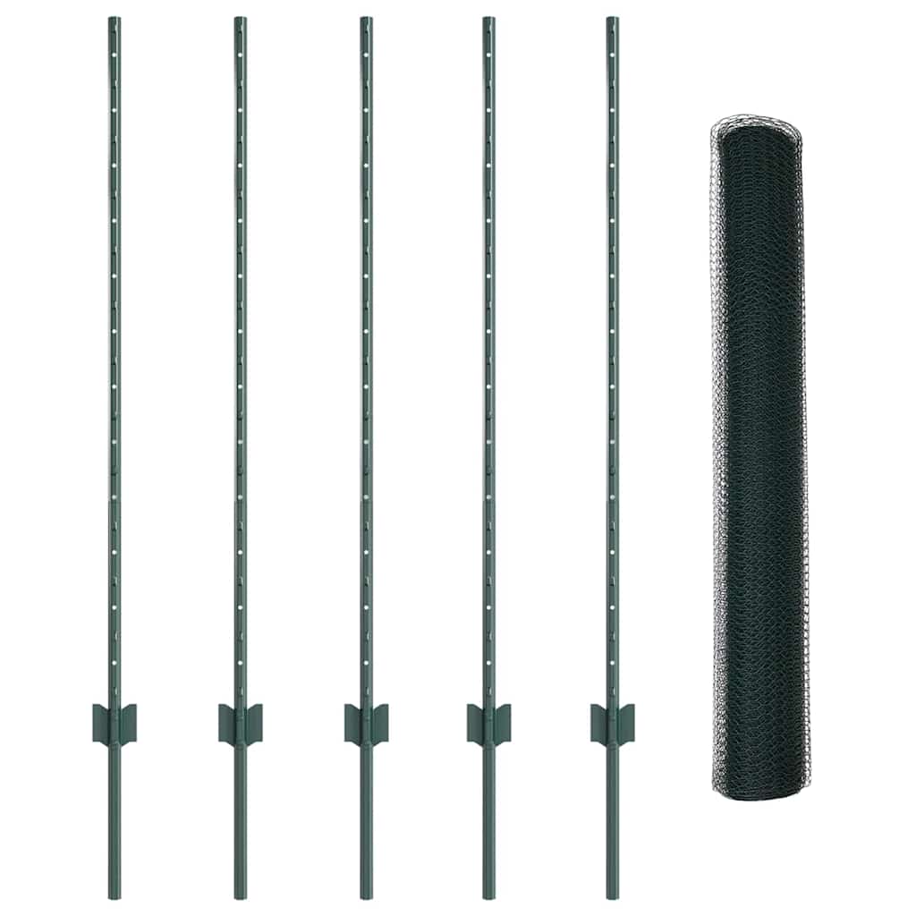 Hatszögletű kerítés oszlopokkal 10 x 1,2 m PVC-bevonatos acél
