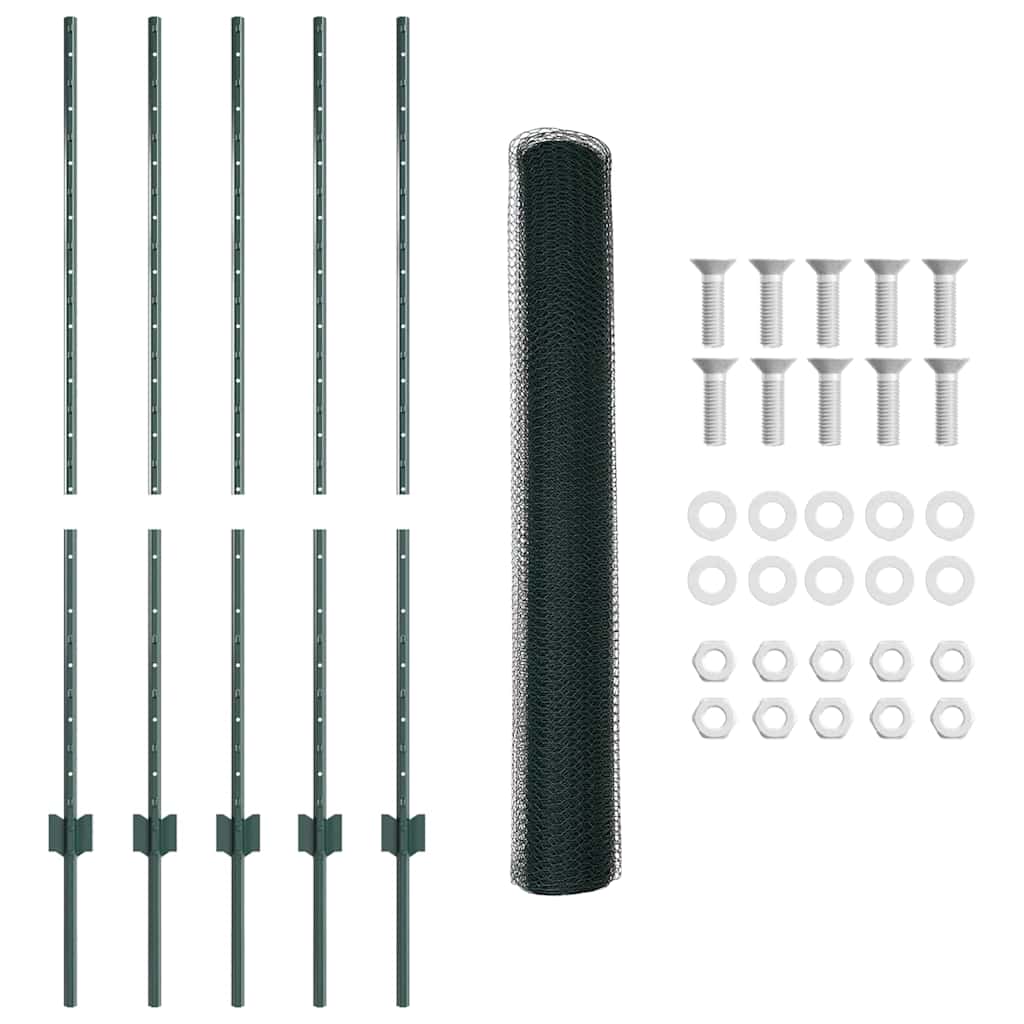 Hatszögletű kerítés oszlopokkal 10 x 1,2 m PVC-bevonatos acél