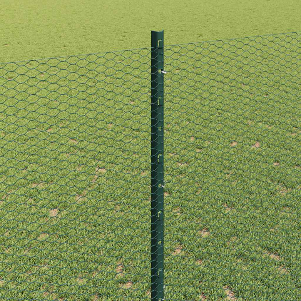 Hatszögletű kerítés oszlopokkal 10 x 1,4 m PVC-bevonatos acél