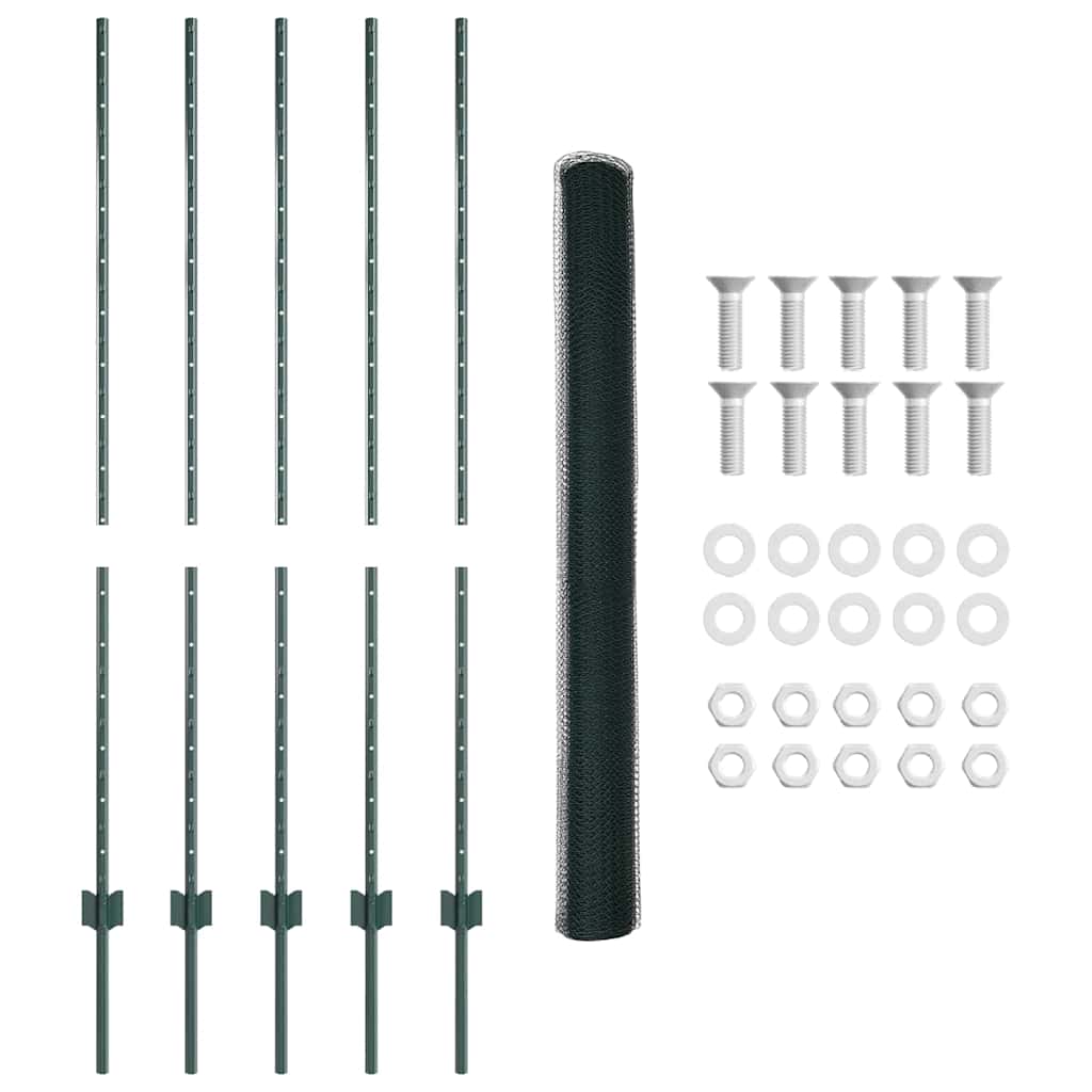 Hatszögletű kerítés oszlopokkal 10 x 1,4 m PVC-bevonatos acél