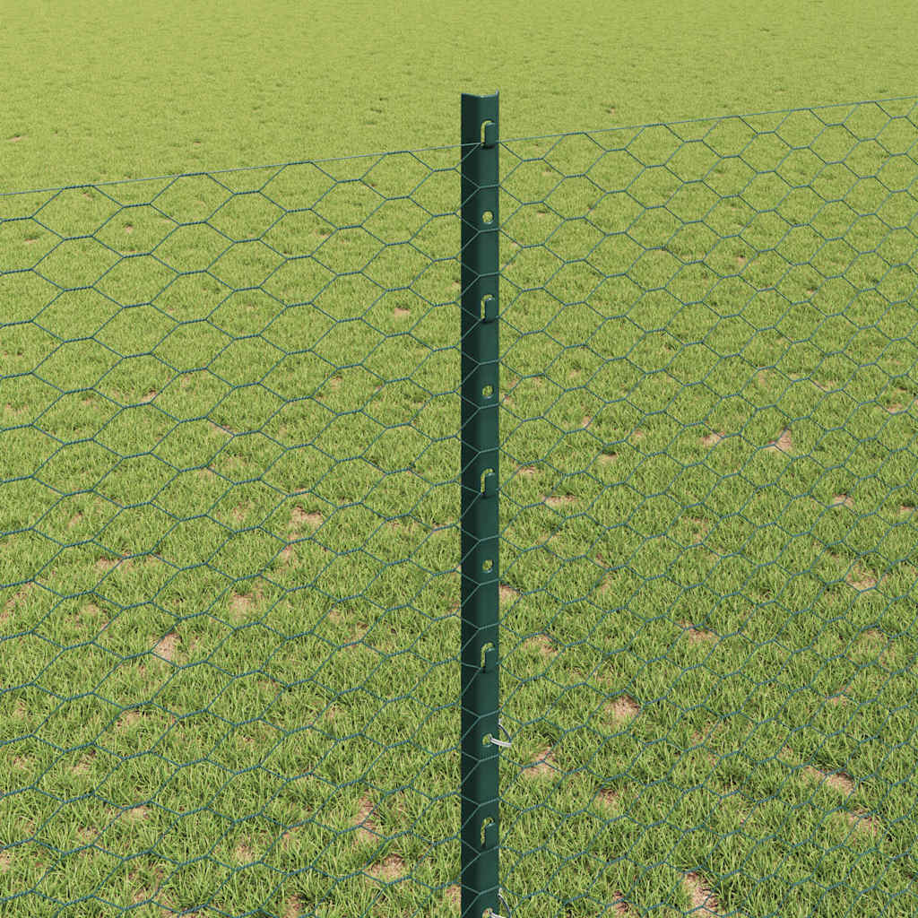 Hatszögletű kerítés oszlopokkal 10 x 1,4 m PVC-bevonatos acél