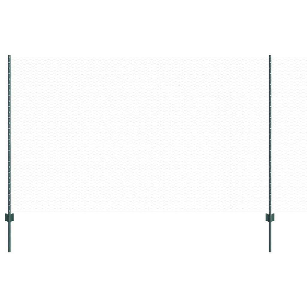 Hatszögletű kerítés oszlopokkal 10 x 1,4 m PVC-bevonatos acél