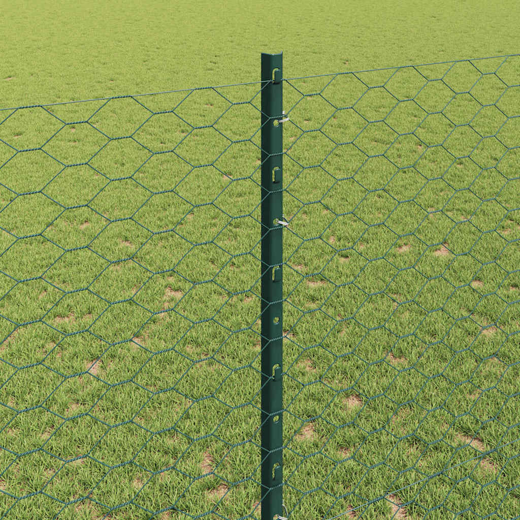 Hatszögletű kerítés oszlopokkal 10 x 1,4 m PVC-bevonatos acél