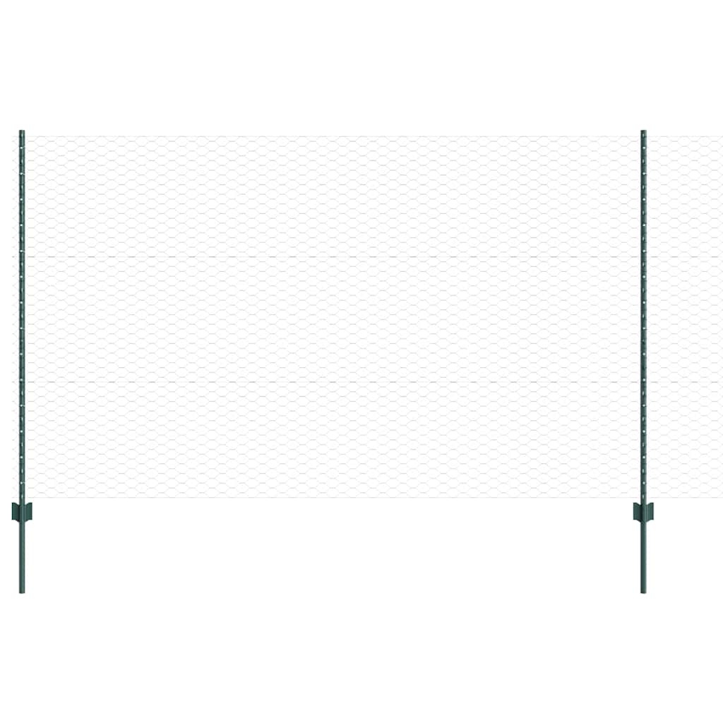 Hatszögletű kerítés oszlopokkal 10 x 1,4 m PVC-bevonatos acél