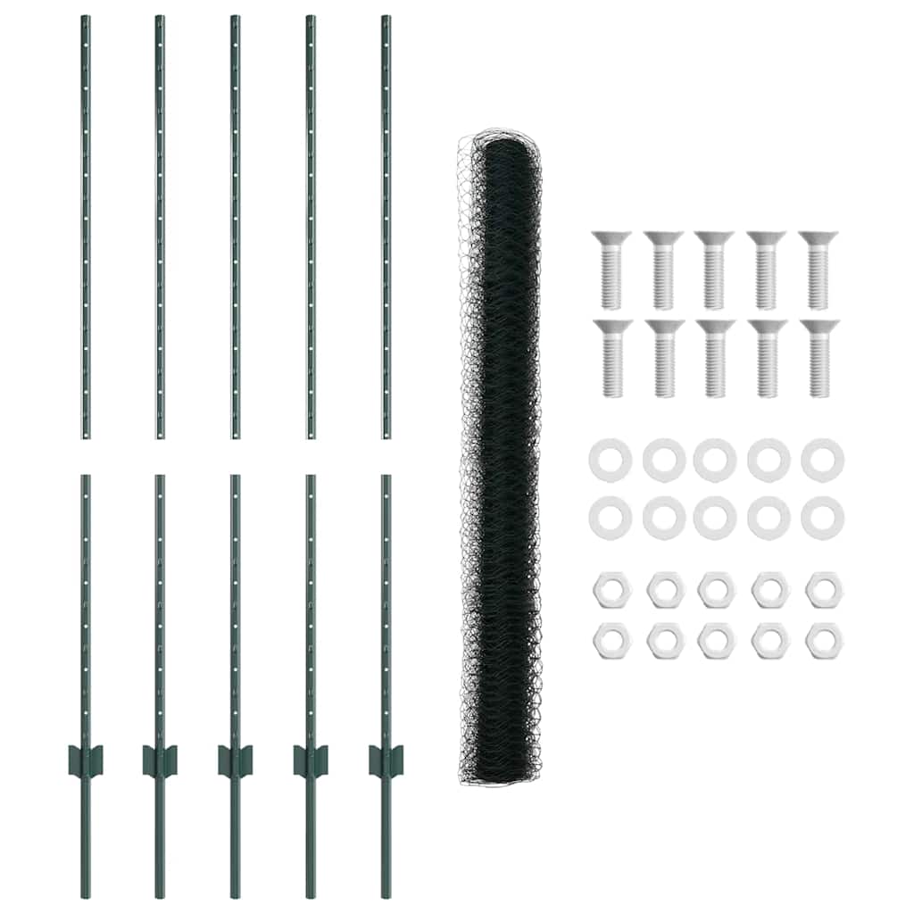 Hatszögletű kerítés oszlopokkal 10 x 1,4 m PVC-bevonatos acél