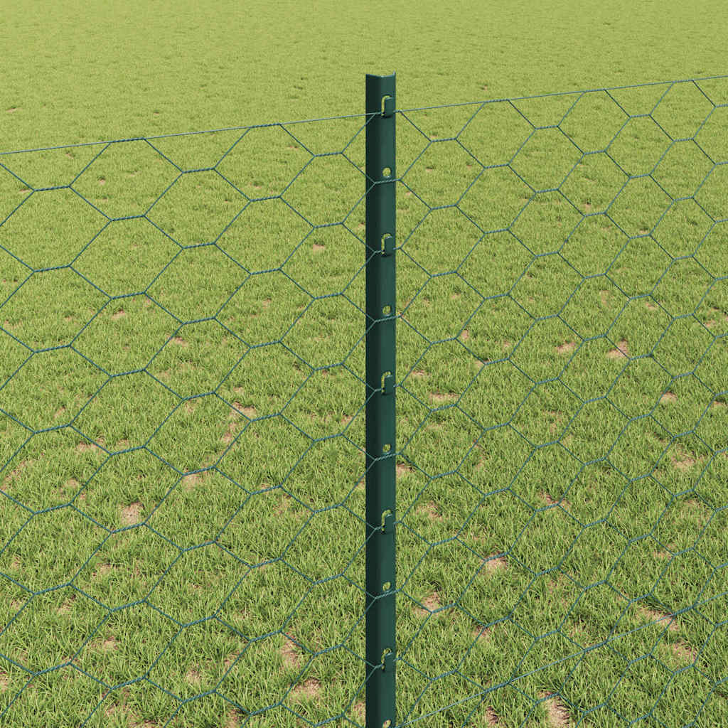 Hatszögletű kerítés oszlopokkal 10 x 1,4 m PVC-bevonatos acél