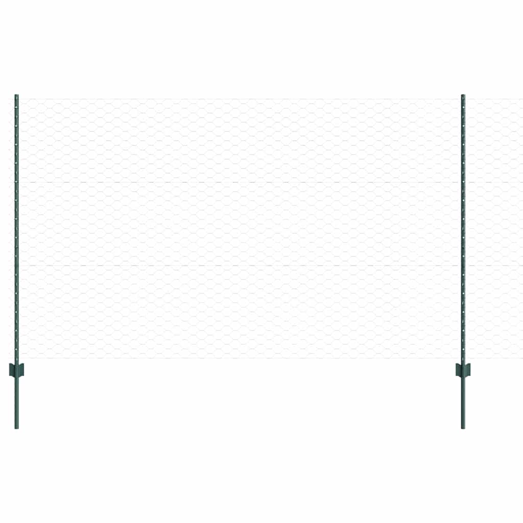 Hatszögletű kerítés oszlopokkal 10 x 1,4 m PVC-bevonatos acél